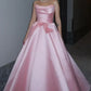 Vintage Pink Strapless Satin Beaded A-Line Ball Gown DP8436