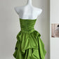 Simple Green Strapless Ruffled Hem Design A-line Mini Party Dress Homecoming Dress DP6030