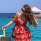 Cute Floral Sweetheart Spaghetti Strap Short A-Line Tiered Party Dress Cocktail Dress Homecoming Dress DP6493