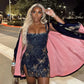 Vintage Navy Blue Shiny Beaded Sheath Homecoming Dress Party Dress Cocktail Dress DP6686