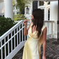 Light Yellow A-Line Satin Long Party Dress,DP1783