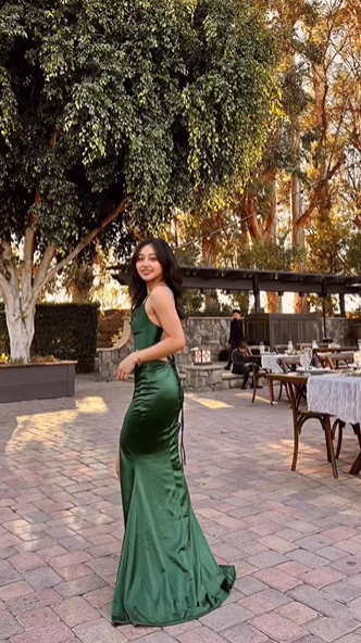 Emerald Green Long Prom Dresss with High Slit,DP788