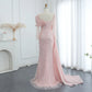 Vintage Glänzendes Perlenbesetztes Langarm-Meerjungfrauen-Abendkleid, DP6536