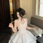 Vintage Ivory Lace A-Line Homecoming Dress Sequin Party Dress Short Halter-neck Cocktail Dress, DP6598