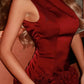 Vintage Burgundy Satin Short Sheath Party Dress Cocktail Dress Homecoming Dress DP6487