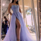 Beaded Long Tulle Formal Evening Dresses With Slit A Line Prom Dresses,DP095