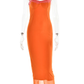 Sexy Orange Spaghetti Straps Lace Mermaid Long Party Dress, DP2200