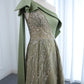 Wunderschönes, funkelndes, perlenbesetztes grünes One-Shoulder-A-Linien-Abendkleid mit hohem Schlitz, langes Ballkleid, DP6543