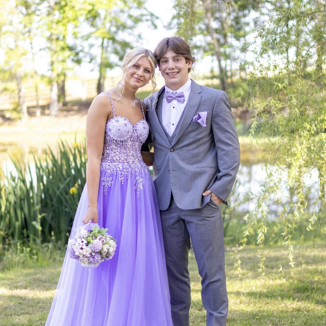 Robe de bal vintage lilas à paillettes et appliques, coupe trapèze, décolleté en cœur, longue robe de soirée formelle DP6635