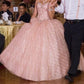 Vintage Pink Sequin Sweet 16 Quinceanera A-Line Strapless Floor-length Prom Dress Birthday Dress Evening Dress Ball Gown DP6636