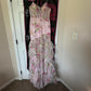 Vintage Pink Floral Sequin Prom Dress Spaghetti Strap Evening Dress Long Sheath Formal Dress DP6642