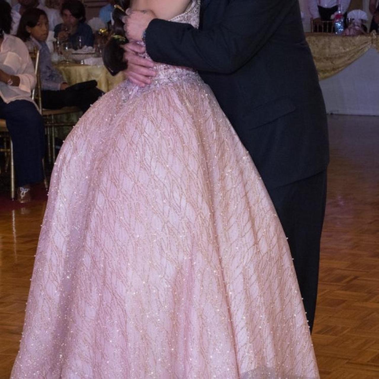 Vintage Pink Sequin Sweet 16 Quinceanera A-Line Strapless Floor-length Prom Dress Birthday Dress Evening Dress Ball Gown DP6636