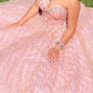 Vintage Pink Sequin Sweet 16 Quinceanera A-Line Strapless Floor-length Prom Dress Birthday Dress Evening Dress Ball Gown DP6636