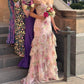 Vintage Pink Floral Sequin Prom Dress Spaghetti Strap Evening Dress Long Sheath Formal Dress DP6642