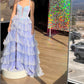 Robe de bal trapèze vintage à paillettes brillantes, bretelles spaghetti, robe de soirée longue à volants, DP6647