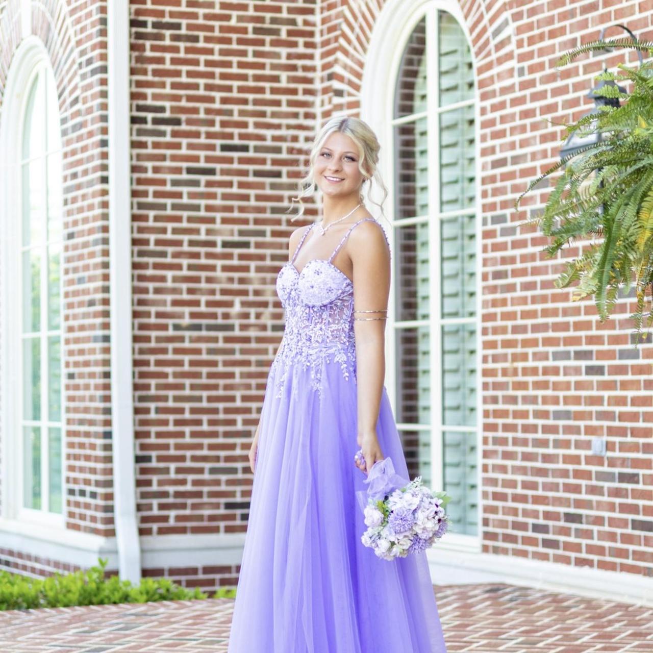 Robe de bal vintage lilas à paillettes et appliques, coupe trapèze, décolleté en cœur, longue robe de soirée formelle DP6635