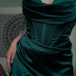 Charming Satin High Slit Mermaid Long Prom Dress Party Dress Evening Dress DP6468