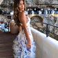 Vintage Floral Spaghetti Strap Ruffle Mermaid Chiffon Prom Dress Party Dress Evening Dress DP6483
