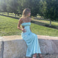 Vintage Aqua Spaghetti Strap Mermaid Satin Prom Dress Party Dress Evening Dress DP6482