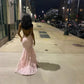 Enchanting Pink Lace Backless Mermaid Long Prom Dress Party Dress Evening Dress DP6491