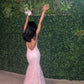 Enchanting Pink Lace Backless Mermaid Long Prom Dress Party Dress Evening Dress DP6491