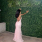 Enchanting Pink Lace Backless Mermaid Long Prom Dress Party Dress Evening Dress DP6491