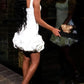 Retro Satin Square-neck Bodycon Ruffle Design Party Dress Homecoming Dress DP6160