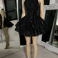 Vintage Black Sparkling Sequin Halter Dress Design A-Line Tiered Party Dress Homecoming Dress DP6159