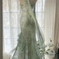 Gorgeous Light Green Cowl Neck Glittering Beaded Spaghetti Strap Chiffon Mermaid Prom Dress Evening Dress DP6315