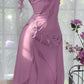 Gorgeous Rose Pink Applique Spaghetti Strap Chiffon Mermaid Prom Dress Evening Dress DP6317