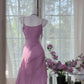 Gorgeous Rose Pink Applique Spaghetti Strap Chiffon Mermaid Prom Dress Evening Dress DP6317