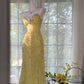 Shiny Yellow Sequined Sweetheart Chiffon A-Line Prom Dress Evening Dress DP6312