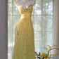 Shiny Yellow Sequined Sweetheart Chiffon A-Line Prom Dress Evening Dress DP6312