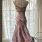 Gorgeous Pink Sweetheart Glittering Beaded Spaghetti Strap Chiffon Mermaid Prom Dress Evening Dress DP6316