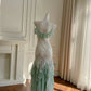 Gorgeous Shiny Beaded Spaghetti Strap Ruffles Chiffon Mermaid Prom Dress Evening Dress DP6313
