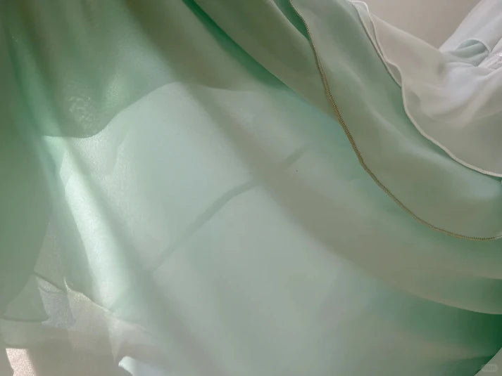Gorgeous Shiny Beaded Spaghetti Strap Ruffles Chiffon Mermaid Prom Dress Evening Dress DP6313