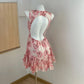 Cute Pink Floral Backless Design A-line Party Dress Homecoming Dress DP6102
