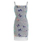 Elegant Sparkling Light Blue Spaghetti Strap Sequin Butterfly Design Sheath Chiffon Party Dress Homecoming Dress DP6100