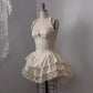 Vintage Beige Sweetheart Applique A-Line Elegant Tiered Homecoming Dress Party Dress Prom Dresses DP6152