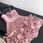 Cute Pink Spaghetti Strap Ruffle Design A-Line Homecoming Dress Party Dress Prom Dresses DP6153