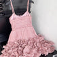 Cute Pink Spaghetti Strap Ruffle Design A-Line Homecoming Dress Party Dress Prom Dresses DP6153