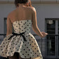 Cute Dot Pattern Design Strapless Bow Zip-up A-Line Homecoming Dress Party Dress Prom Dresses DP6155