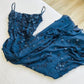 Charming Navy Blue Applique Spaghetti Strap Sheath Long Prom Dress Party Dress Evening Dress DP6467