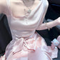 Vintage Pink Irregular Shoulder Strap A-Line Satin Short Party Dress Cocktail Dress Homecoming Dress DP6502