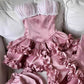Vintage Pink Sweetheart Ruffle A-Line Tiered Short Party Dress Cocktail Dress Homecoming Dress DP6503