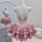 Vintage Pink Sweetheart Ruffle A-Line Tiered Short Party Dress Cocktail Dress Homecoming Dress DP6503
