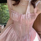 Vintage Spaghetti Strap Pleated A-Line Lace Short Party Dress Cocktail Dress Homecoming Dress DP6504
