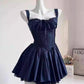 Vintage Spaghetti Strap Pleated A-Line Lace Short Party Dress Cocktail Dress Homecoming Dress DP6504
