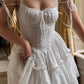 Vintage White Lace Spaghetti Strap A-Line Short Tiered Party Dress Cocktail Dress Homecoming Dress DP6510