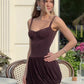 Vintage Plissee Spaghettiträger Etuikleid Kurzes Partykleid Cocktailkleid Homecomingkleid DP6512